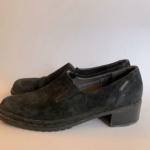 Mephisto Pump Slip On Block Heel Black Suede Leather